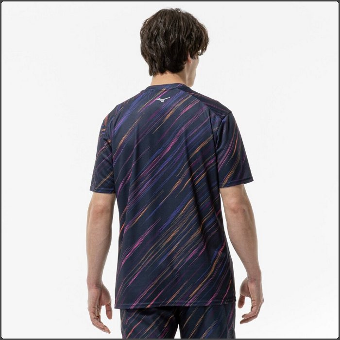 爆買 ミズノ メンズ グラフィック Tシャツ 半袖 陸上 マラソン ジョギング ナイトラン トレーニングウェア 運動 スポーツウェア ネイビー mizuno J2MAC550 | MIZUNO | 02