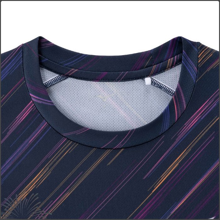 爆買 ミズノ メンズ グラフィック Tシャツ 半袖 陸上 マラソン ジョギング ナイトラン トレーニングウェア 運動 スポーツウェア ネイビー mizuno J2MAC550 | MIZUNO | 06