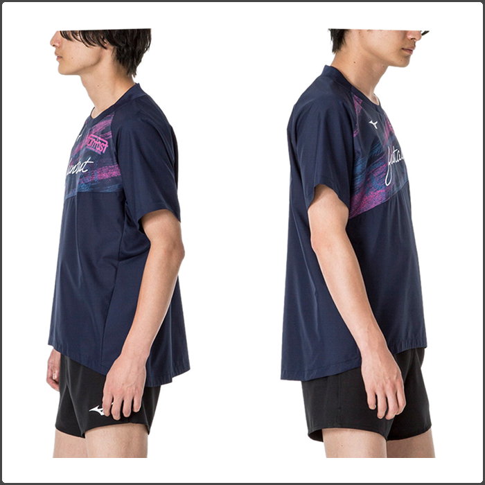 髙橋慶帆選手元着用Mizuno バレーボールTシャツ 2XL ネイビー MIZUNO（ミズノ） 爆買 メンズ 半袖ピステシャツ レディース 男女兼用