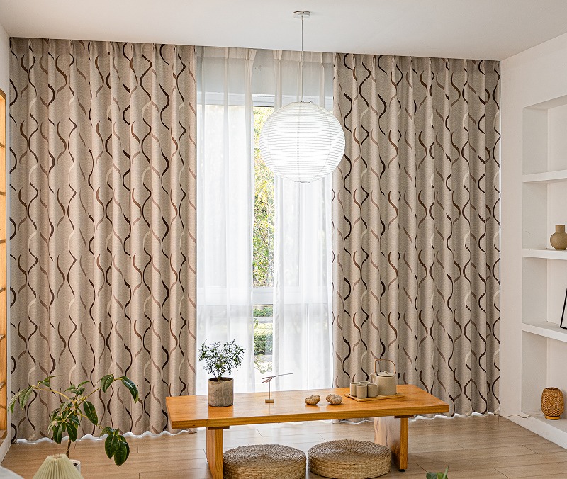 ウェーブ柄 カーテン 2枚セット おしゃれ 幅100cm×丈135/178/200cm 3級
