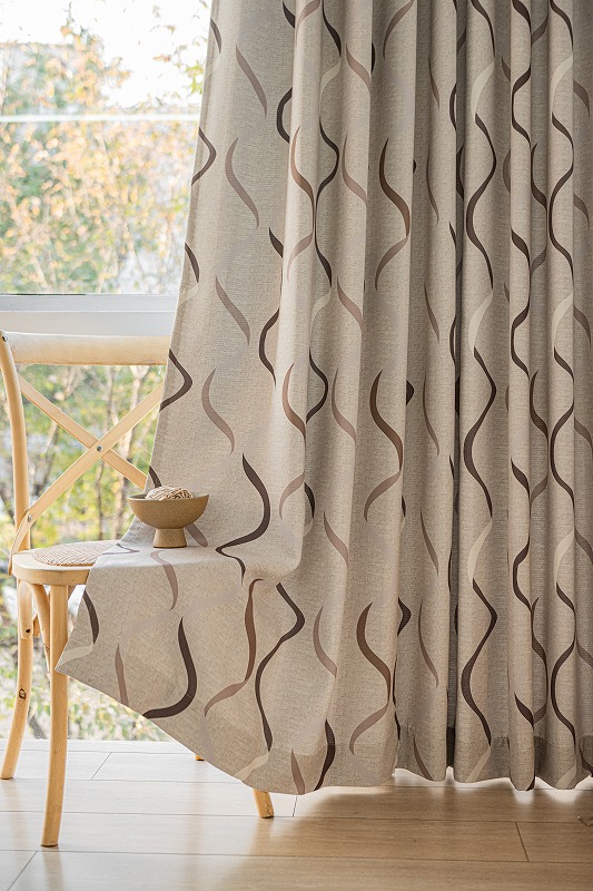 ウェーブ柄 カーテン 2枚セット おしゃれ 幅100cm×丈135/178/200cm 3級