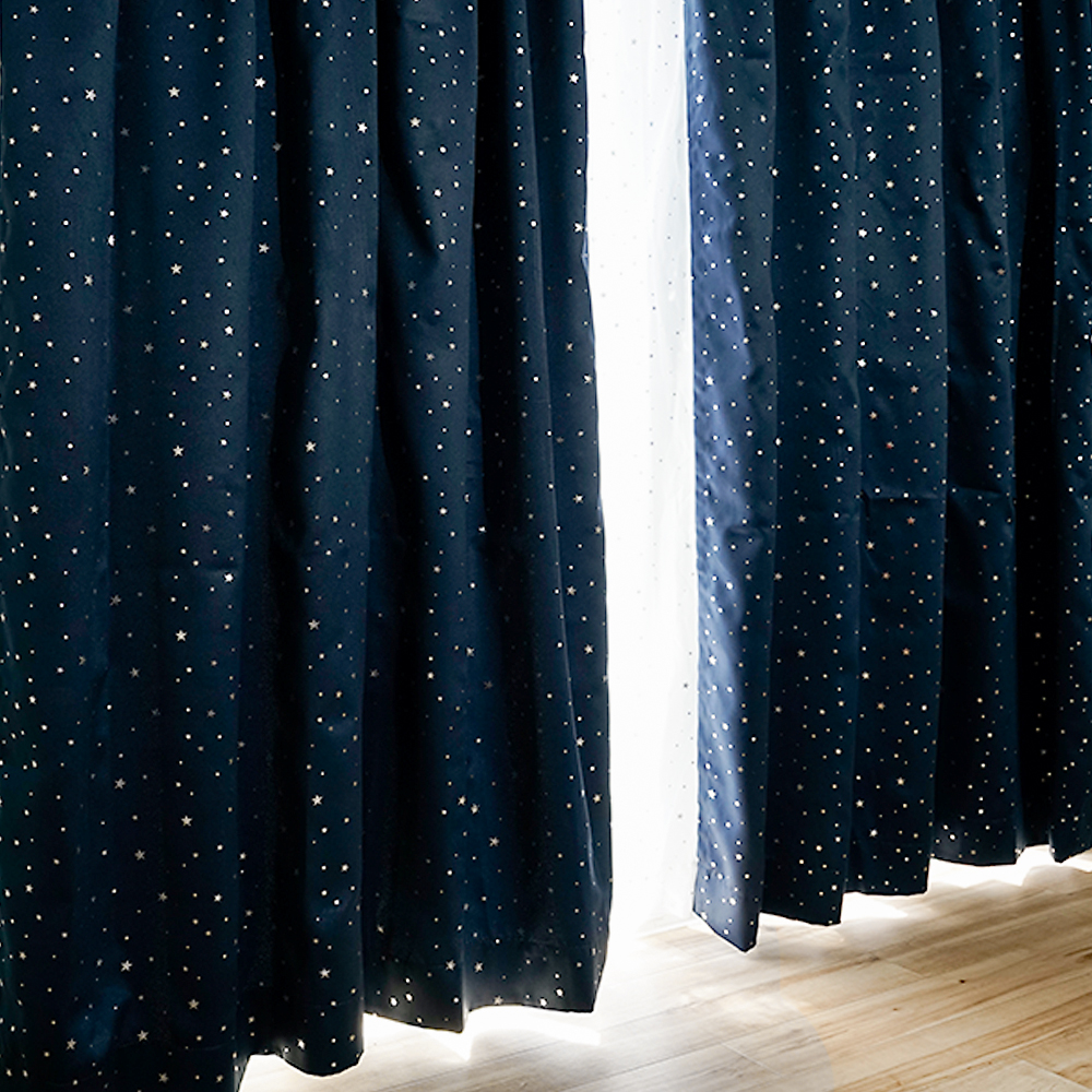 箔星 カーテン 2枚セット 幅100×丈135cm/178cm/200cm 遮光2〜3級