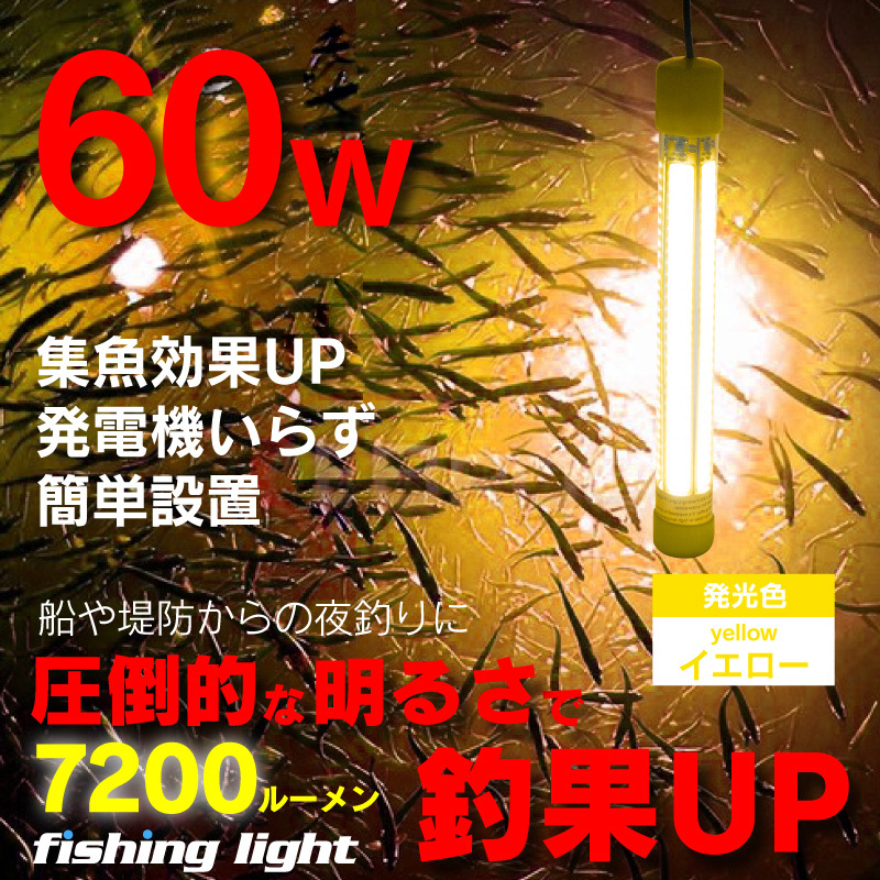 保証 funks 集魚灯 ホワイト 60w LED 集魚ライト 水中集魚灯 12v automy.global