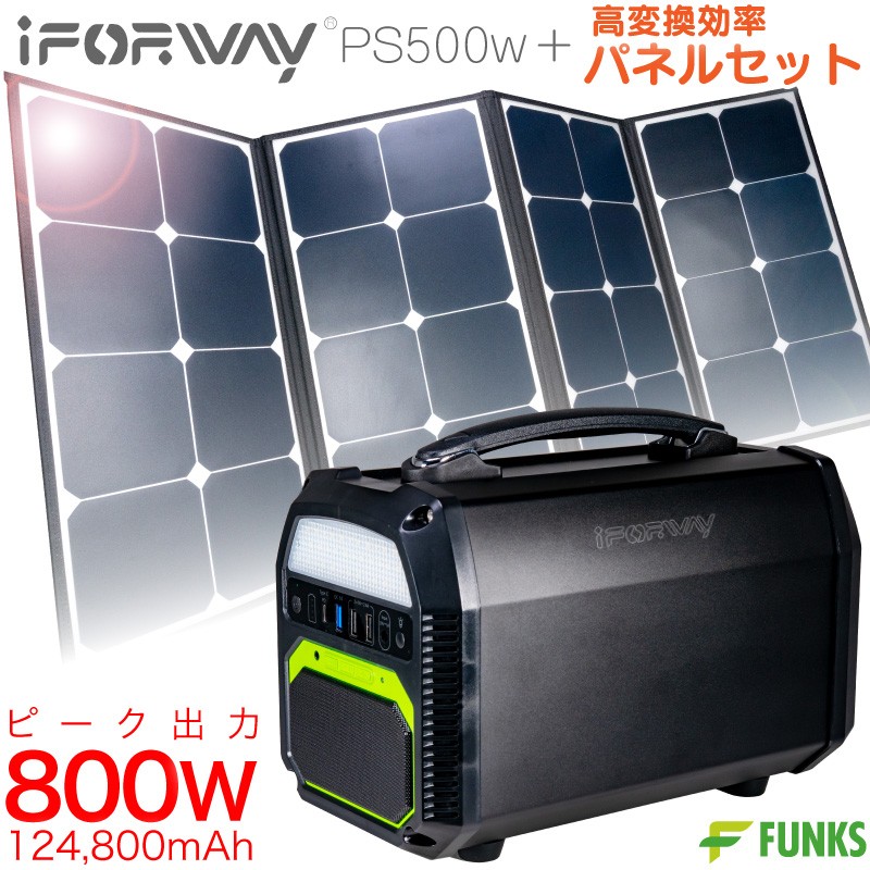 一年保証 iForway PS500 大容量 ポータブルバッテリー ソーラーパネル