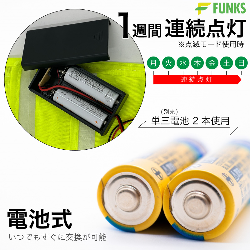 FUNKS 安全ベスト LED メッシュ 反射...の詳細画像2