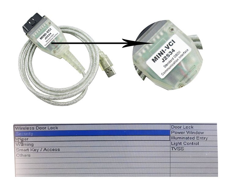 トヨタ車用 OBD2 エディットケーブル MINI-VCI TIS Techstream v13