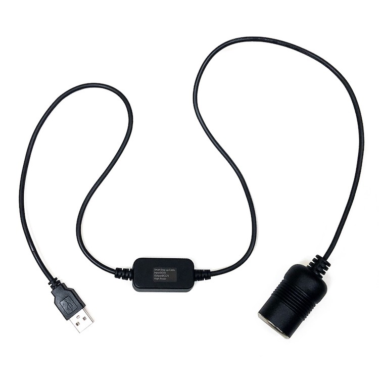 USB⇒シガー電源変換ケーブル 最大出力12V/1A USB電源をシガー電源に