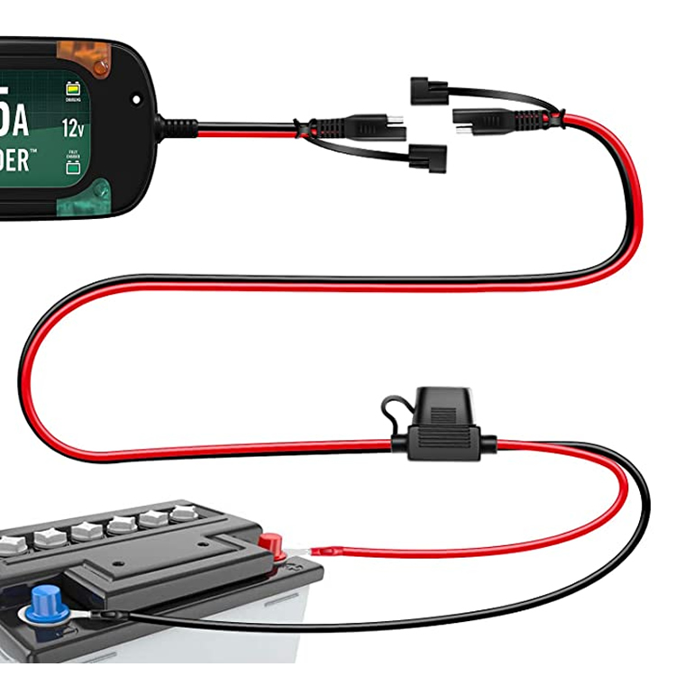 SAEコネクタ リング端子に変換 16AWG MAX10A ヒューズ付き キャップ