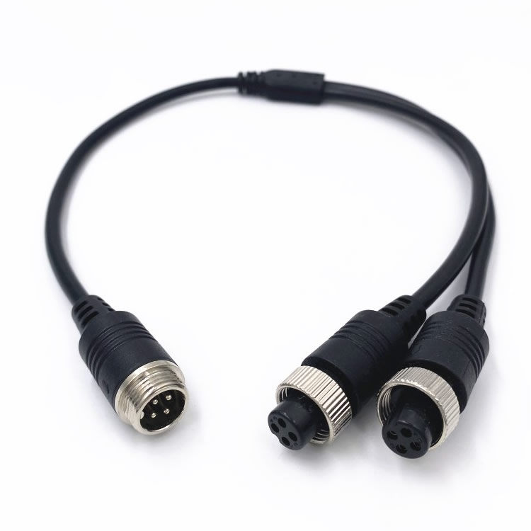 4ピン分岐ケーブル 分配 同軸ケーブル 4pinコネクタ 4ピンオス→4