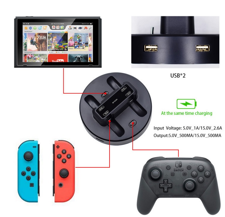 Joy-Con用マルチ充電ドック Joy-Con4個同時充電可 Switch Pro充電