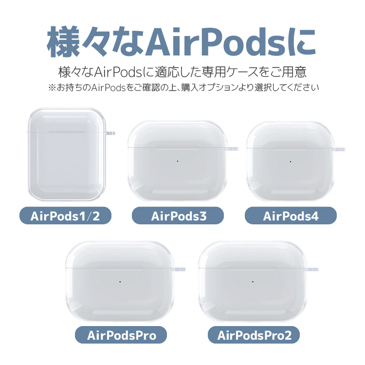 AirPods/AirPodsPro用TPUケース クリア保護カバー ストラップ付き 1/2