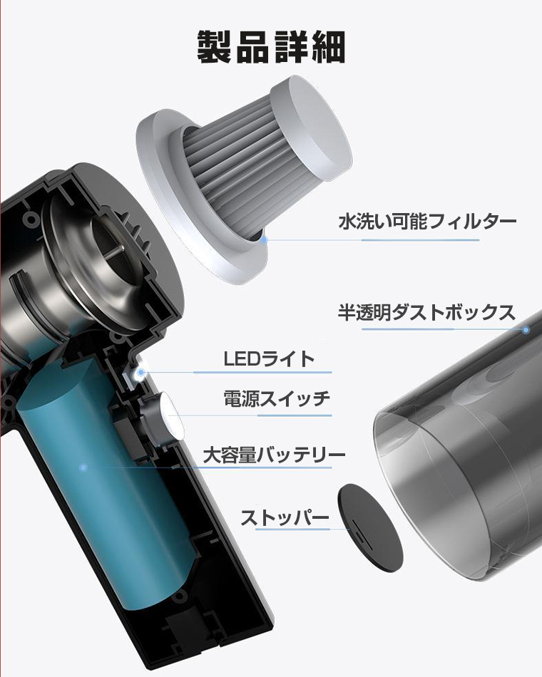 ハンディクリーナー コードレス 車用掃除機 コードレス