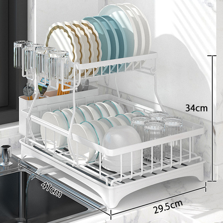 水切りラック ステンレス 2段 大容量 シンク上 キッチン 水切りかご