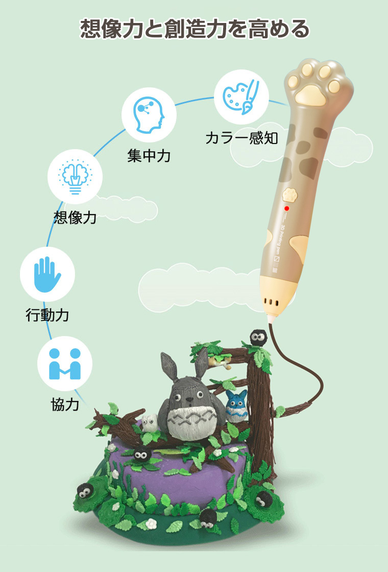 3Dペン 立体絵画 コードレス フィラメント PCL 5m×10色 3Dアート 3Dペン 立体絵画 コードレス フィラメント PCL 5m×10色 3Dアート