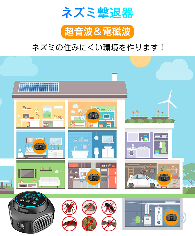 ネズミ駆除 超音波 電磁波 ネズミ撃退器 害虫駆除器 ネズミ 駆除