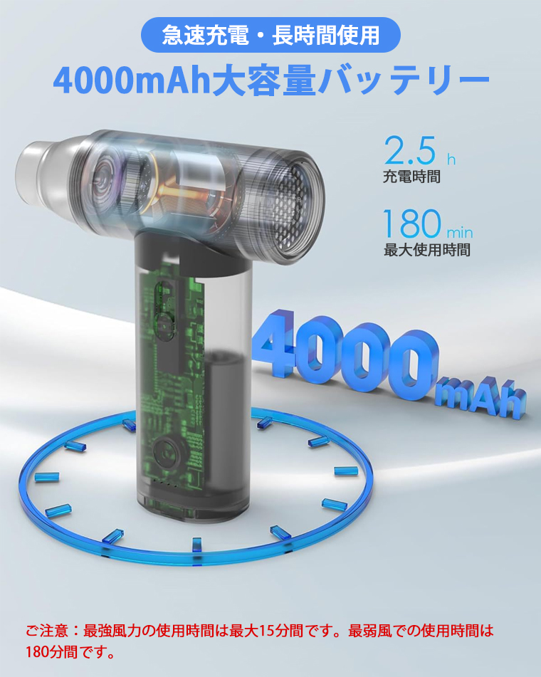 エアダスター 電動 充電式 強力 コードレス 130000RPM強力風速