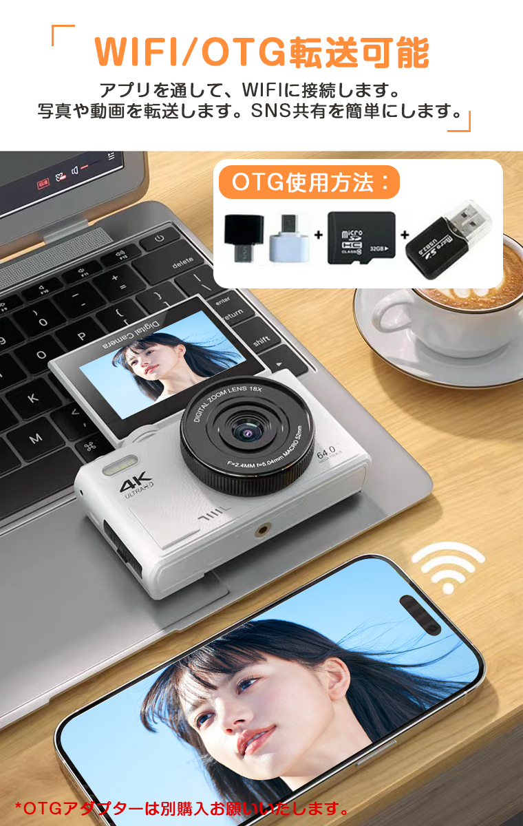 進化版☆6400万画素・4K動画撮影】デジタルカメラ デジカメ WIFI