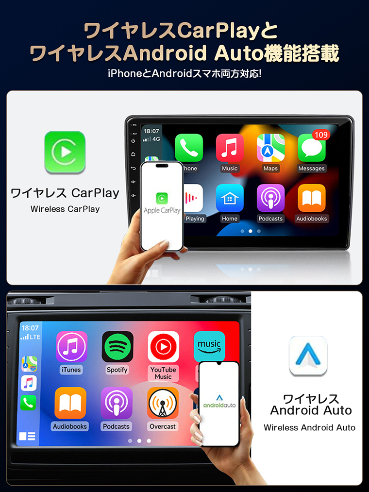 car play アダプター 無線 ワイヤレス CarPlay Android Auto