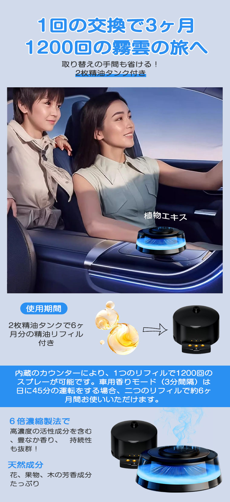車用芳香剤 アロマディフューザー ダッシュボード ワイヤレス充電器 車