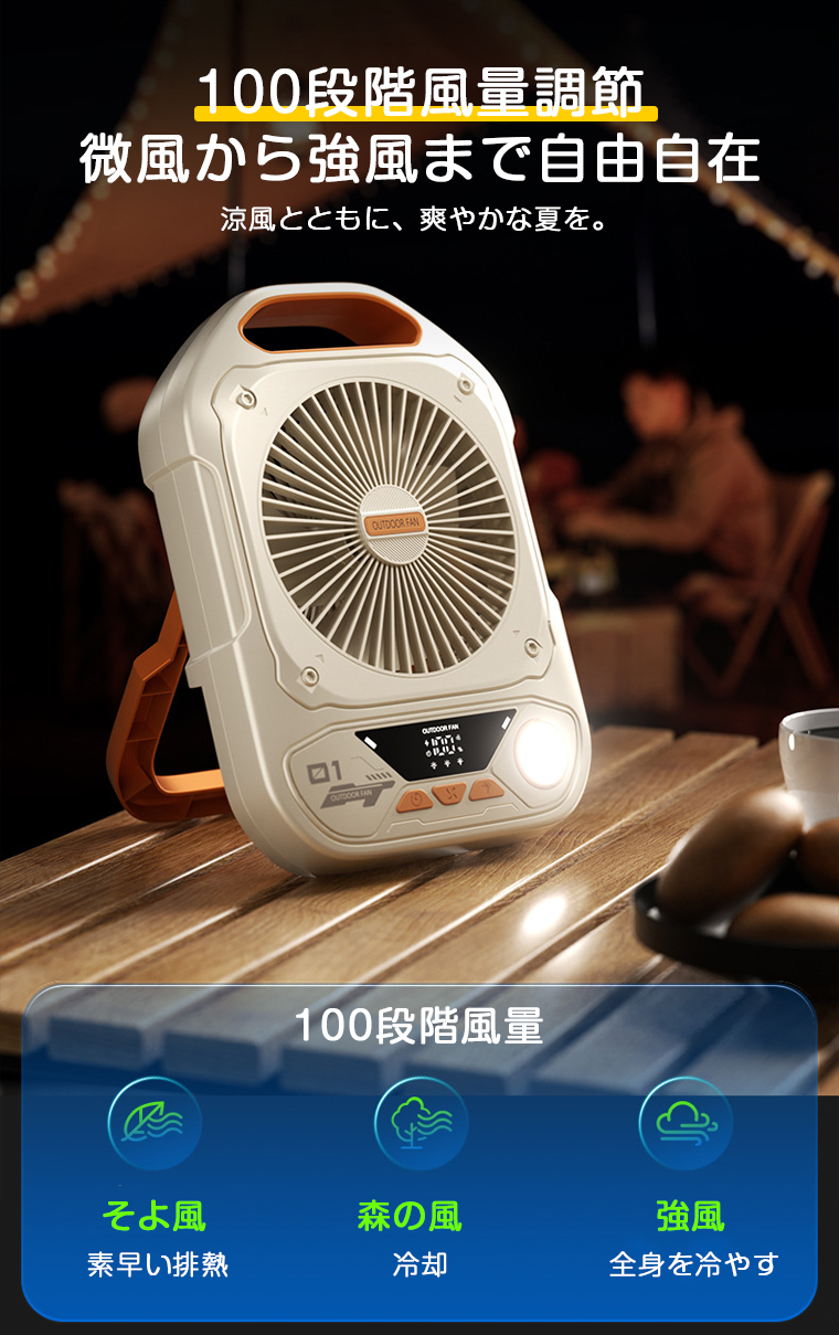 扇風機 キャンプ アウトドア 20000mAh 充電式 卓上扇風機 吊り