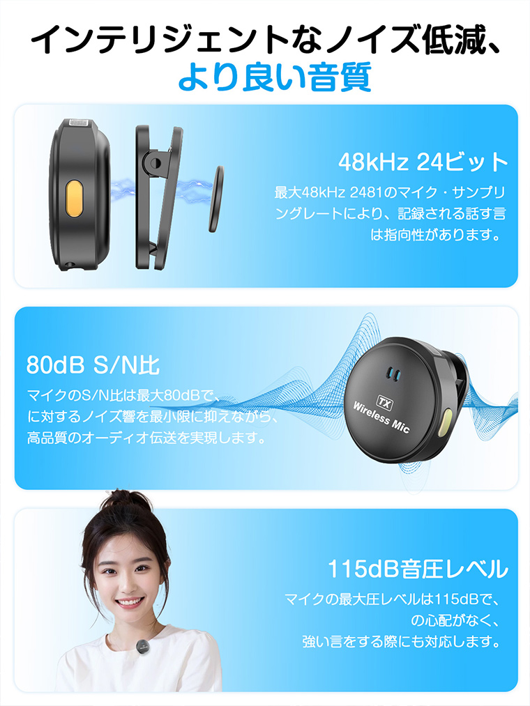 ピンマイク ワイヤレス スピーカー iphone クリップ式マイク android