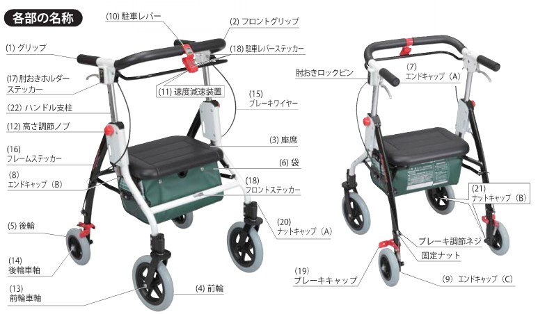 アームフィット屋内外兼用 カラー：ブラウン・4輪歩行車・ 非課税