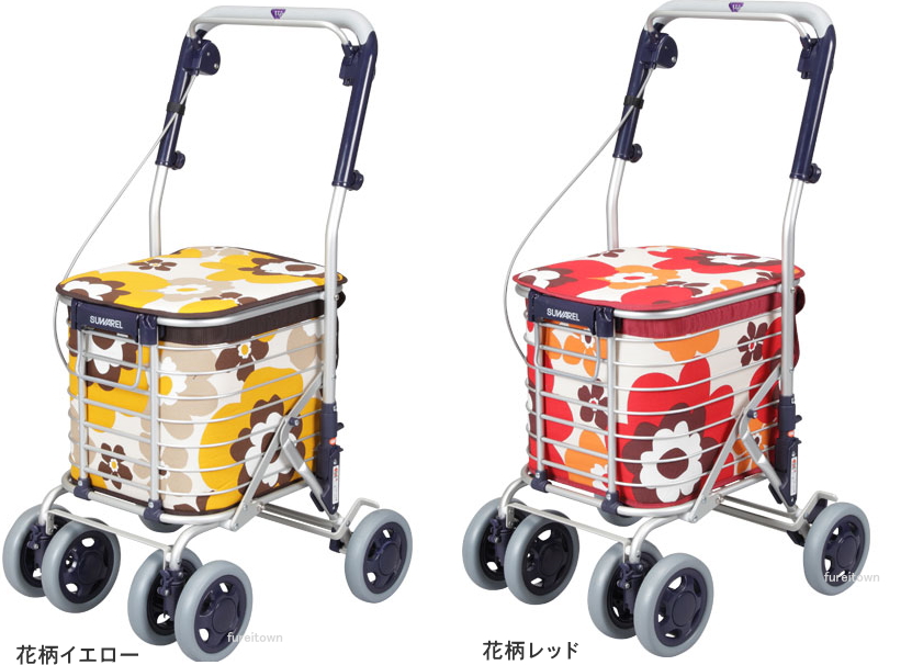 ▽W2152 AS-0275 スワレル 花柄モノトーン お洒落な4輪ショッピング