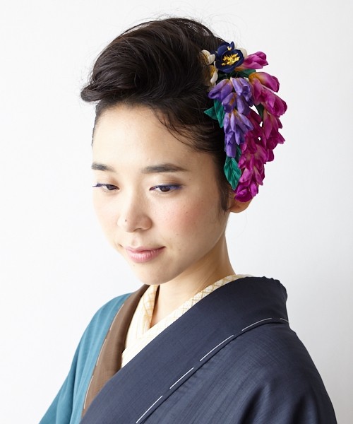 髪飾り 和装 花 ふりふ Gardenコラージュかんざし ヘアクリップ 簪 アトリエ染花 藤 ふじ かわいい 華やか レトロ ポップ 振袖 袴 成人式 0641 6 ふりふ 通販 Yahoo ショッピング