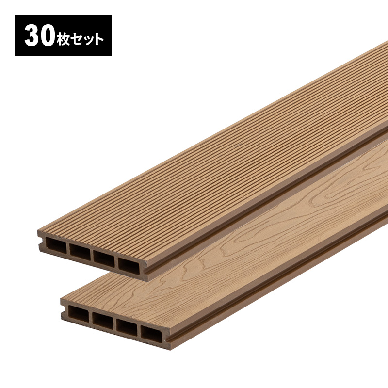 床板 デッキ用 30枚セット 床材 樹脂製 表面板材 200×14.5cm 人工木 ウッドデッキ DIY 人工木 おしゃれ キット ガーデンデッキ 庭 組み立ての画像