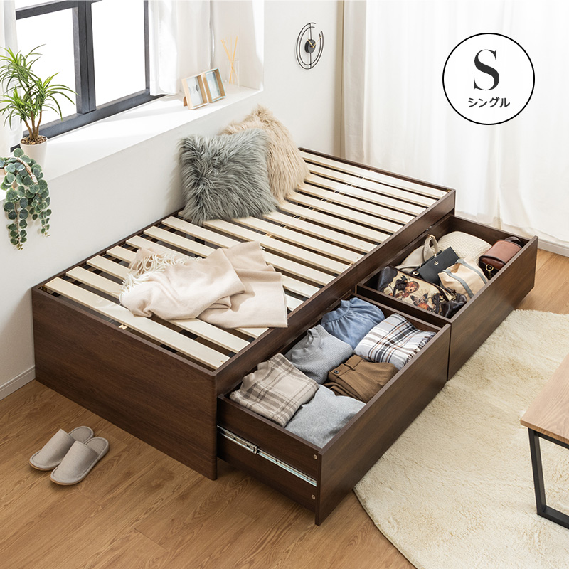 収納付きベッド（ヘッドボード形状：ヘッドレスタイプ）のおすすめ人気
