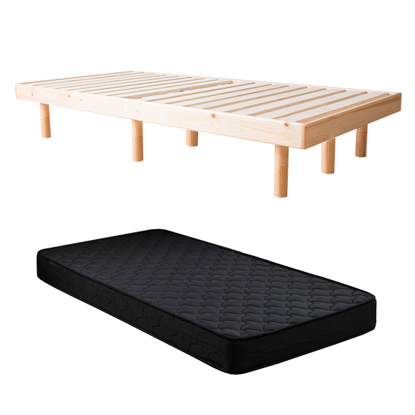 ベッド マットレス付き ダブル すのこベッド 安い 天然木フレーム 高さ調節 ベッドマットレス｜furnbonheur｜02
