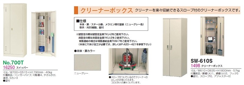 送料無料 清掃道具入れ W610 スチール収納庫/スイッパー 地域限定設置