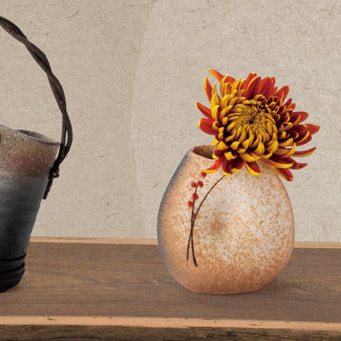 陶器 花瓶 8.0×5.5×高さ9.0cm 信楽焼 日本製 和風 一輪挿し 花器