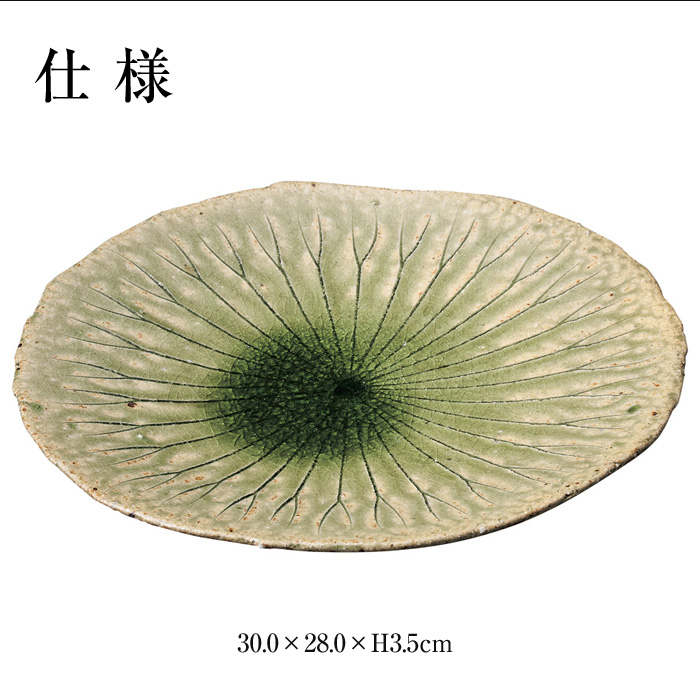 時代　大鉢　盛鉢　大皿　飾り皿〈検 信楽焼　古瀬戸　伊賀　織部　唐津　萩 瀬戸物 織部焼 盛鉢 18cm深皿 蕪絵 未使用品（キ5742