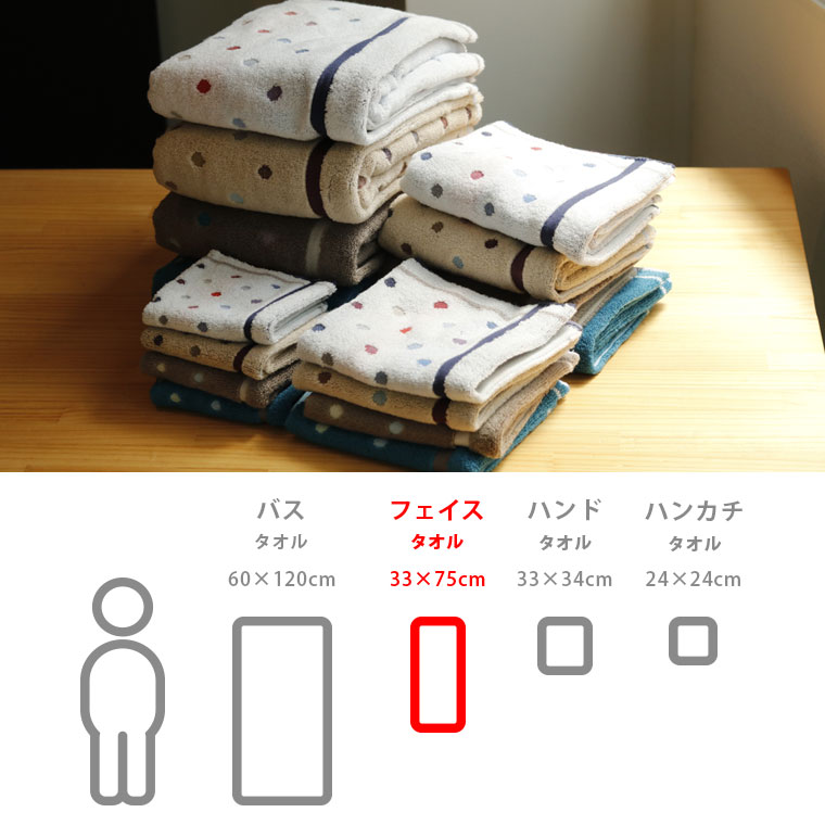 今治タオル「オプス」フェイスタオル（33×75cm）【七福タオル ドット