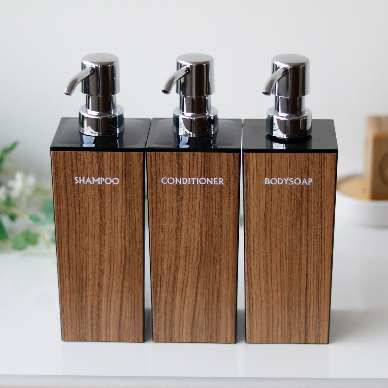 ディスペンサー「WOODY（ウッディー）」角リムーブ型（500ml）【日本製