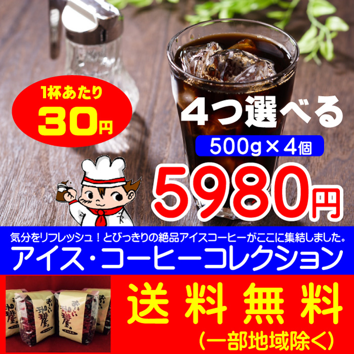 安心と信頼 4つ選べるアイスコーヒーコレクション 500g×4個 2kg 送料無料 一部地域除く 安くておいしいコーヒー 安くて美味しいコーヒー  コスパの良いコーヒー tezelizolasyon.com