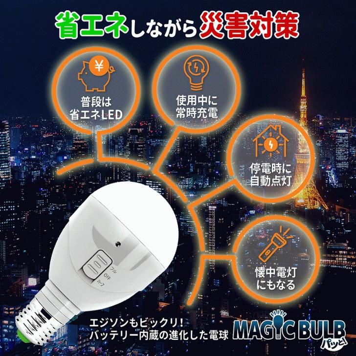 正規品) マジックバルブパッと MAGIC BULB 停電時自動点灯led 昼白色