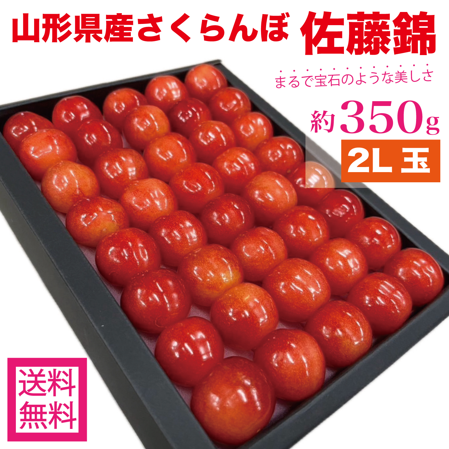 ＭＩＤＯ　佐藤錦家庭用２キロ　東京 さくらんぼ 佐藤錦 ギフト化粧箱 手詰め 24粒 大粒2Lサイズ