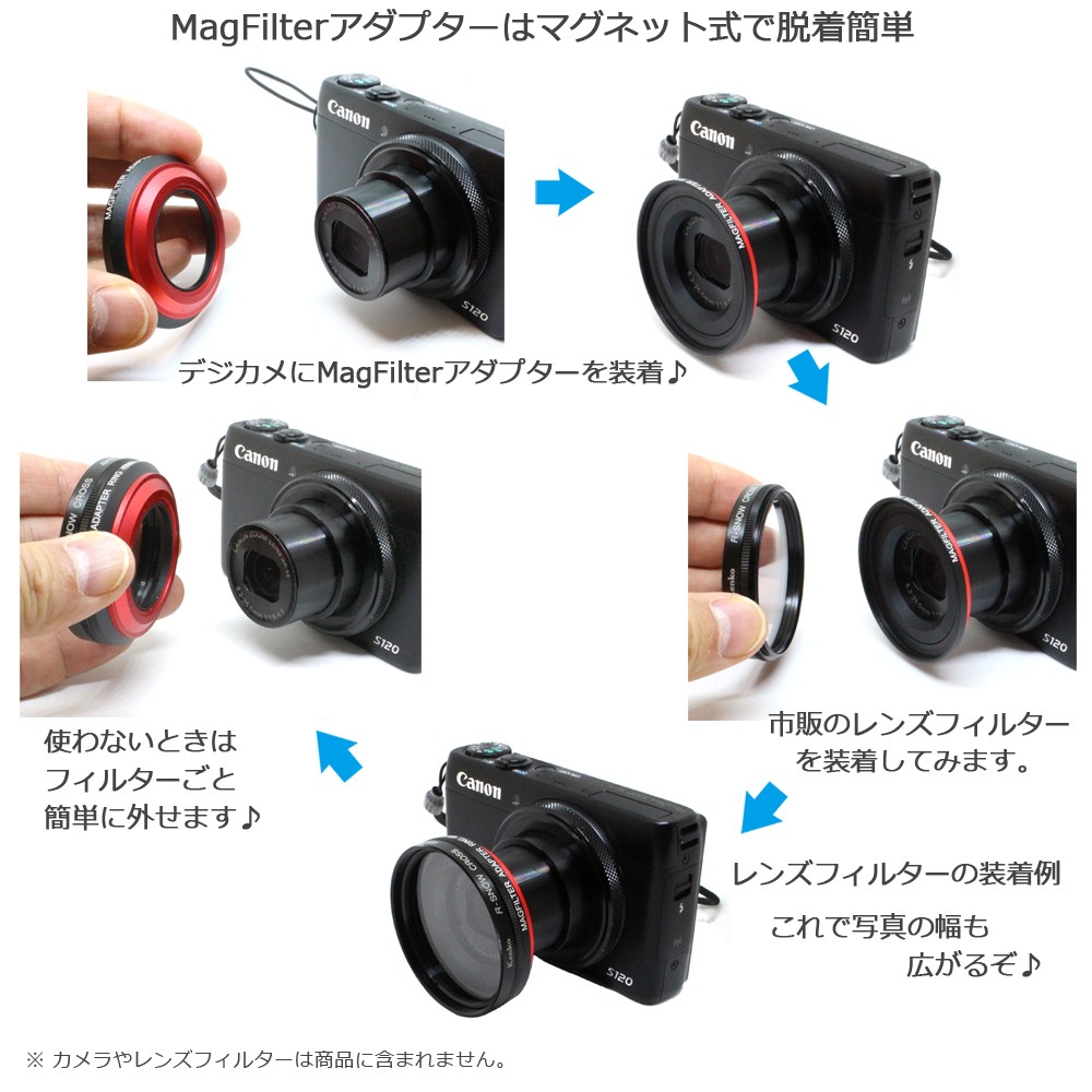 デジカメ用 フィルター アダプター CarrySpeed MagFilter (Sony RX100 / HX9V / HX20V / HX30V  ZV-1 / Canon G5X / G7X / G12 / G15 / S95 / S100 / S120 対応)