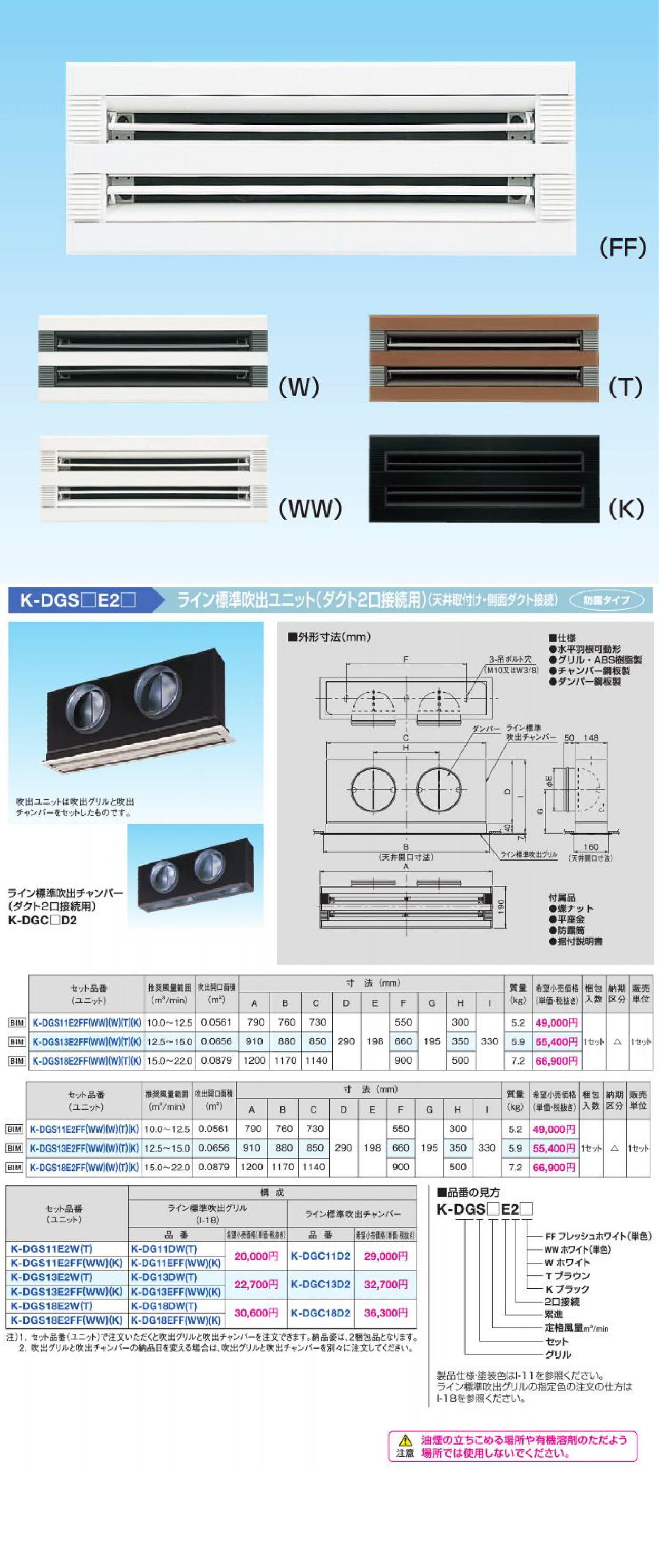 ダイキン（DAIKIN） K-DGS11E2-WW オーケー器材 ライン標準吹出