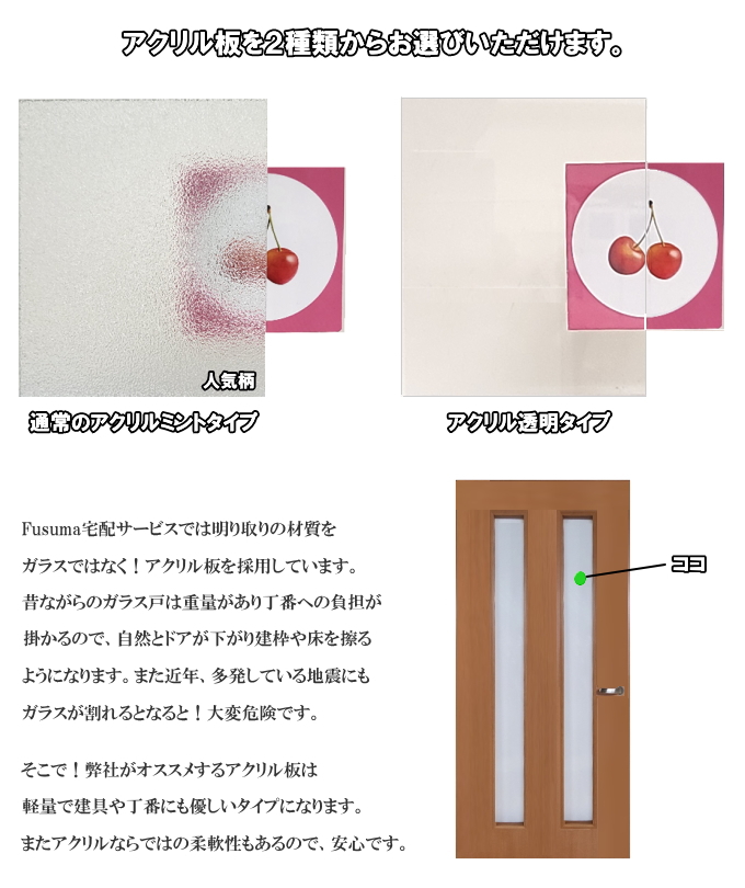 DOA 洋室建具 アクリルシングル ドア タイプPG高さ：601〜1820mm