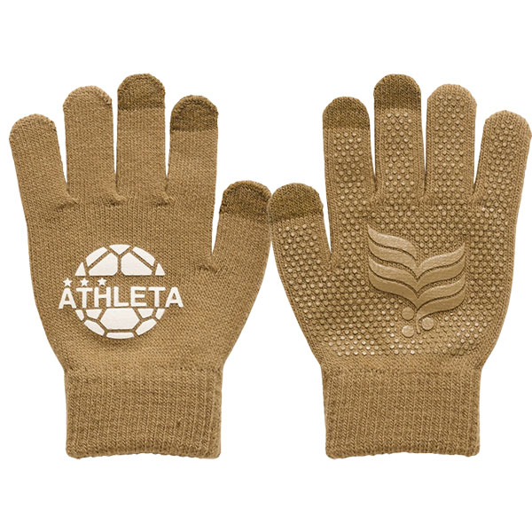【ネコポス選択可】アスレタ ATHLETA ジュニア フィールド ニットグローブ 手袋 05342J サッカー フットサル 滑り止め付き スマホ対応 通学 子供用 | ATHLETA | 01