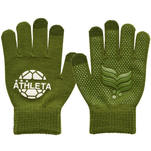 【ネコポス選択可】アスレタ ATHLETA ジュニア フィールド ニットグローブ 手袋 05342J サッカー フットサル 滑り止め付き スマホ対応 通学 子供用 | ATHLETA | 04