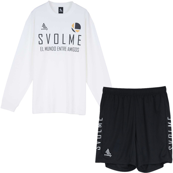 Lサイズ スボルメ SVOLME プラシャツプラパン上下 ホワイトブラック SVOLME（スボルメ） 【上下セット】 ロゴロングプラT25SDG 切替ポケ