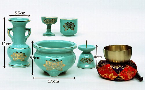仏具 仏具5点セット 青磁 りん付 : 仏壇・仏具ふたきやヤフーショップ