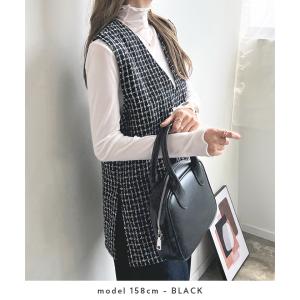 Vネック　ベスト ツイード  オフィスカジュアル カジュアル 韓国 ファッション / Vネックツイー...