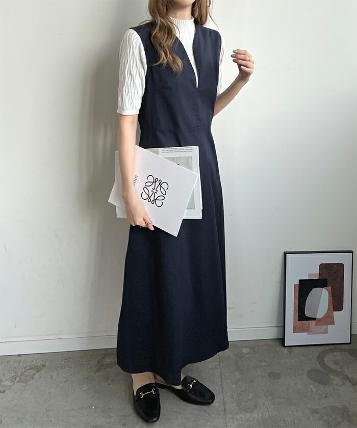 Futier Land ワンピース Vネック ロングワンピース レディース Futier Land ワンピース Vネック ロングワンピース レディース