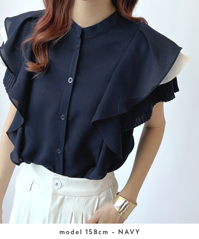 Futier Land（フューティアランド） フリル ブラウス バンドカラー