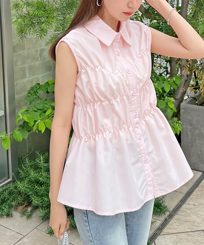 ノースリーブカットソー レディース 大人可愛い 韓国ファッション フリル 背中開き 薄手 シンプル ブラウン 春夏 20代30代40代 Futier Land（フューティアランド） ブラウス ノースリーブ 夏